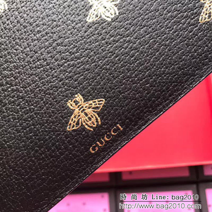 GUCCI古馳 歐洲正品原單 2018早春新款 蜜蜂煬金手拿包 495066 黑全皮 WTG1544